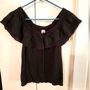 Black ruffle top
